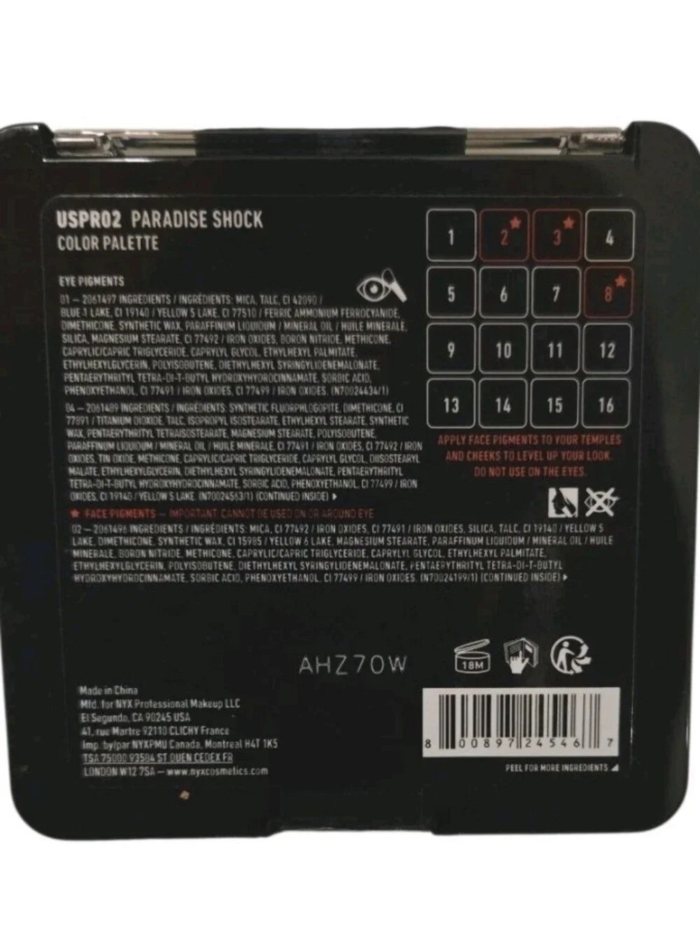 NYX Ultimate Shadow Palette Paradise Shock Color Palette, NEW, FACTORY SEALED